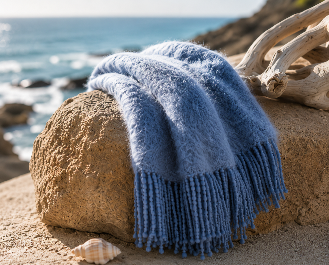 Azure Mohair Throw