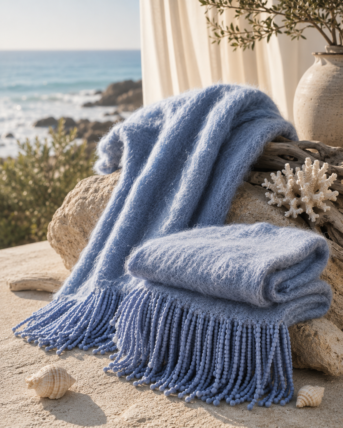 Azure Mohair Throw