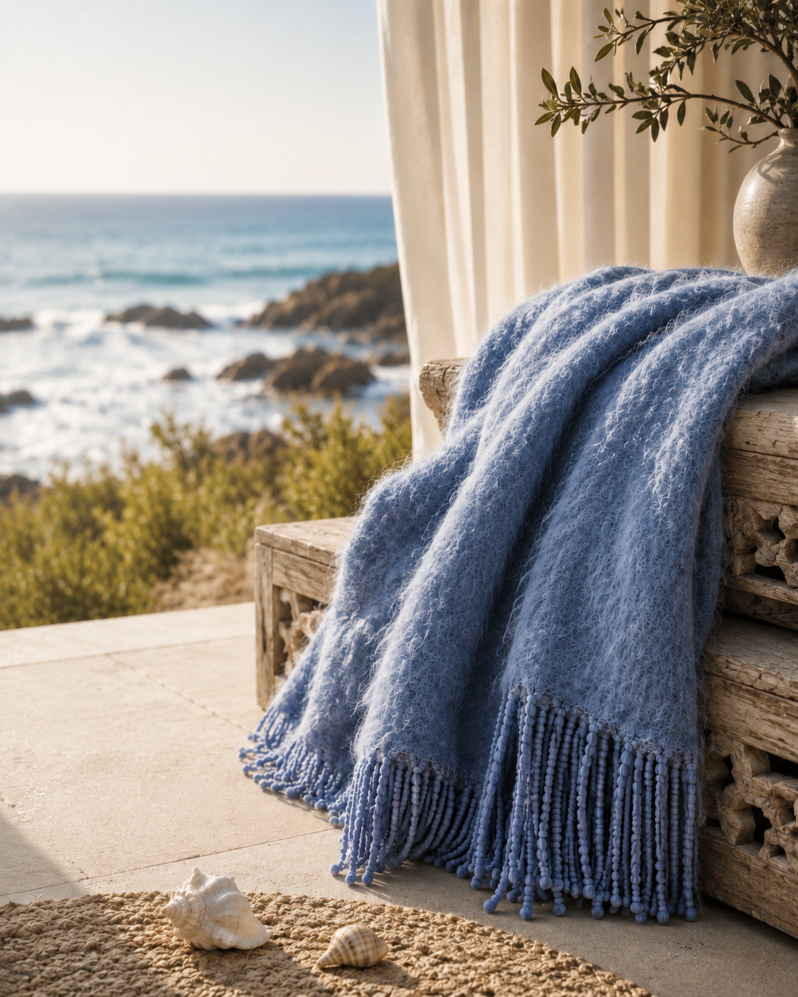 Azure Mohair Throw
